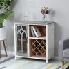 LuxenHome Distressed White and Gray Wood 1-Door Storage Wine Cabinet - 4 of 4