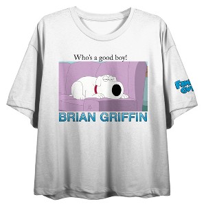 Family Guy Who's A Good Boy Crew Neck Short Sleeve Women's White Crop Top - 1 of 4