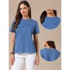 INSPIRE CHIC Women's Short Sleeve Crew Neck Line Decor Lightweight Stretchy Summer Blouses - 2 of 4