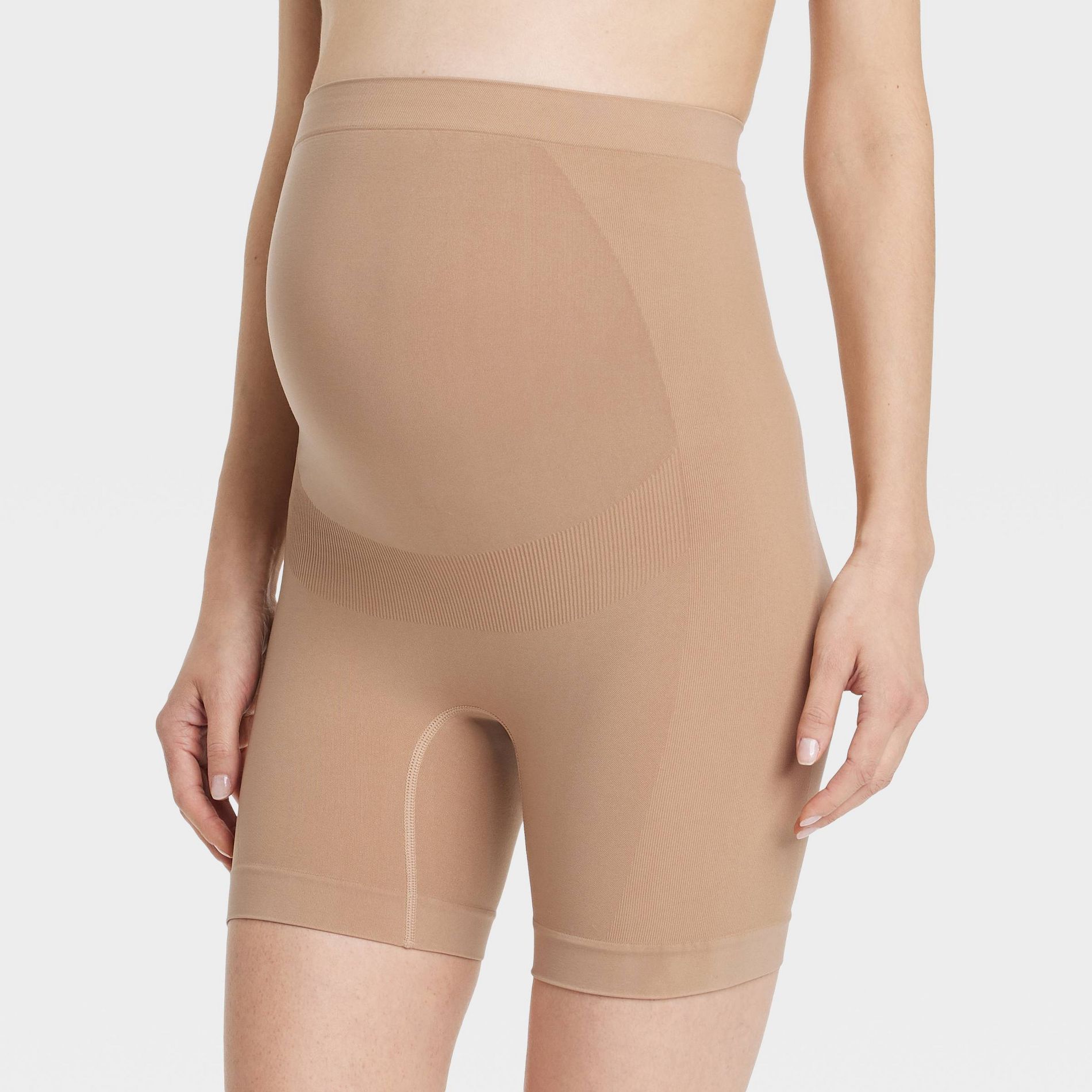 Shapewear Bike Shorts Maternity - Isabel Maternity by Ingrid & Isabel™ Taupe M: Over Belly Seamless
