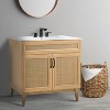 JONATHAN Y VAN1008 Javer 20 in. W x 18 in. D x 33 in. H Rattan Modern Farmhouse 2-Shelf Bath Vanity Cabinet Only (Sink Basin not Included), Oak - 2 of 4