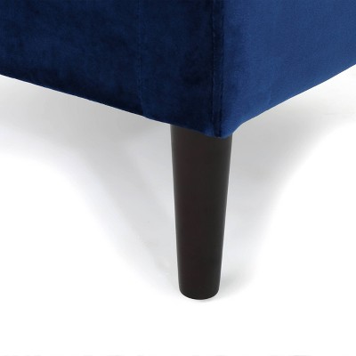 Kalani Elegant Navy Blue Velvet Tufted Ottoman