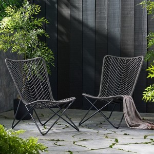 NicBex Set of 2 Rattan Outdoor Dining Chair,Modern Patio Dining Chairs with Wicker Finish,Armless Wood Chairs Suitable for Patio,Garden,Gray - 1 of 4