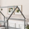 MAYEERTY Full House Floor Wooden Bed with Floor Frames, Safety Guardrails Gray - 2 of 4