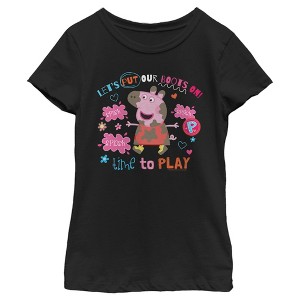 Girl's Peppa Pig Let's Put our Boots on Time to Play T-Shirt - 1 of 4