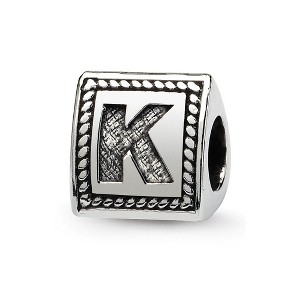 Black Bow Jewelry Triangle Block, Letter K Sterling Silver Bead Charm - 1 of 3