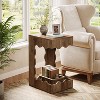 Tribesigns 2-Tier Narrow End Table, C-Shaped Side Table for Living Room, Wood Nightstand for Bedroom, Next to Sofa Armchair, Brown - 2 of 4