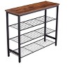 NicBex 27.56" Storage Bench Shoe Rack with Lower Shelf Coat Hooks for Entryway - 4 of 4