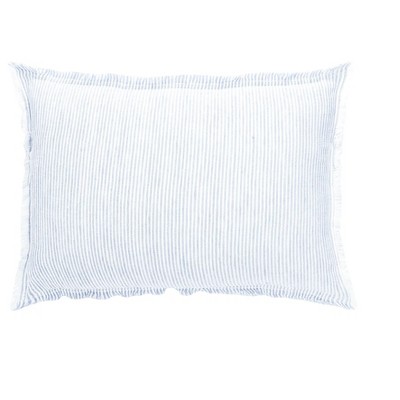 Sky Blue Pinstripe Fringe Linen Pillow