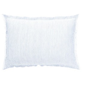 Sky Blue Pinstripe Fringe Linen Pillow - 1 of 4