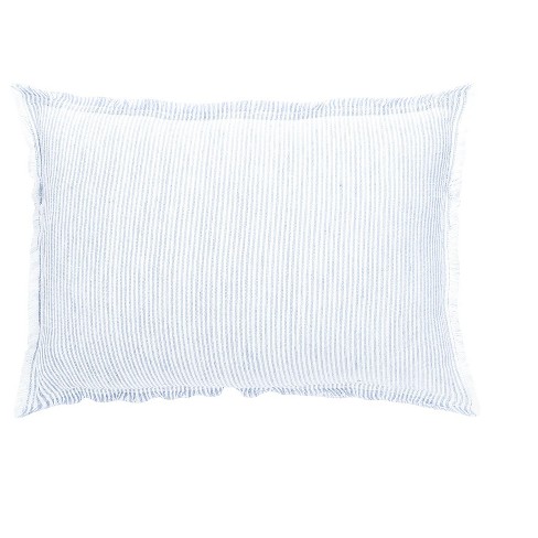 Sky Blue Pinstripe Fringe Linen Pillow - image 1 of 4