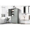 TIRAMISUBEST Tall and Wide Bathroom Storage Cabinet with 3 Doors and 3 Storage Drawers, Freestanding Bathroom Floor Cabinet with Adjustable Shelf - 3 of 4