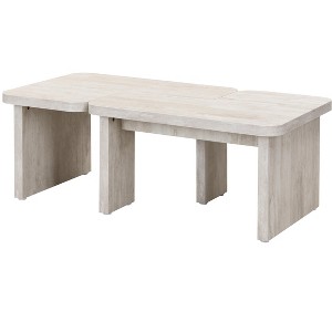 Dexmalle Single L Shape Farmhouse Rectangle Wood Detachable Coffee Table - 1 of 4