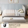 Trundle Bed Twin, Full/Queen Upholstered Platform Bed Frame, Pull Out Bed with Headboard, Wood Slat Support, for Bedroom, Living Room, Guest Room - 3 of 4