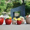 VisioGear 3PCS Ceramic Flowerpot, Modern Planter for Patio, Garden, Windowsill, Bean Paste Red, 15"*15"*13" - 2 of 4
