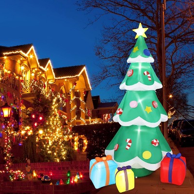 VINGLI Lighted Inflatable Christmas Tree Outdoor Decorations with 3 Gift Boxes, 7.7 ft ,Decoration with Secure Stakes