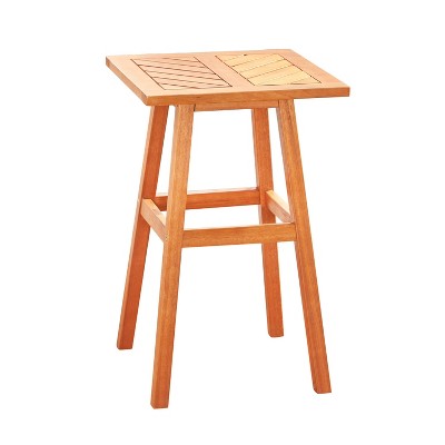 Olina Honey Fish Bone Eucalyptus Wooden Square Outdoor Side Table - Vifah