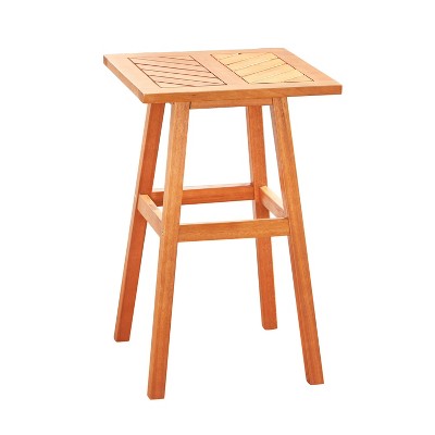 Olina Honey Fish Bone Eucalyptus Wooden Square Outdoor Side Table - Vifah