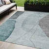 Teal Blue Aqua And Gray Abstract Washable Indoor Outdoor Area Rug - 2 of 4
