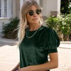 Amaryllis Women's Short-Sleeve Velvet Puff Sleeve Top Elegant Crew Neck  Texture - 2 of 4