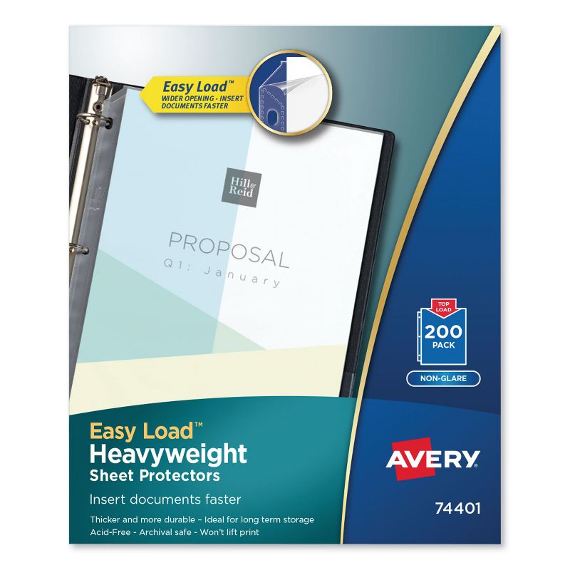 Avery Top-Load Poly Sheet Protectors Heavyweight Letter Nonglare 200/Box 74401, 1 of 8