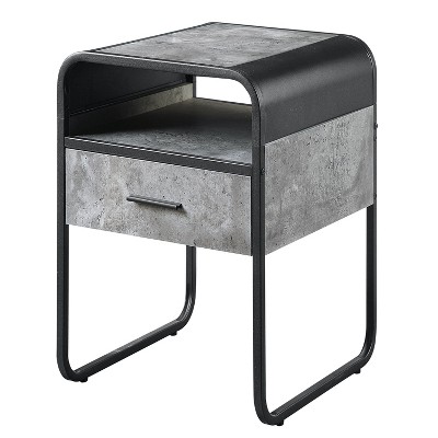 NicBex Modern Industrial Side Table with Metal Frame Contemporary End Table for Urban Decor