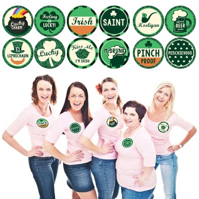 Big Dot of Happiness St. Patrick's Day - Saint Patty's Day Party Name Tags - Party Badges Sticker Set of 12