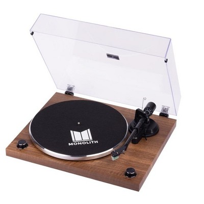 Monolith Belt Drive Turntable with Audio-Technica AT-VM95E Cartridge, Bluetooth, Phono Level, Line Level, and USB Outputs - Walnut