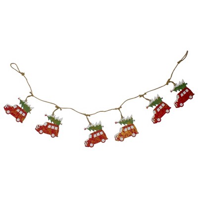 Northlight 55" Red and Green Vintage Truck and Christmas Tree Christmas Garland