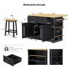 Rolling Kitchen Island Cabinet with 2 Bar Stools, Mobile Storage Cart with Outlet for Kitchen or Dining Room – The Pop Home - 4 of 4