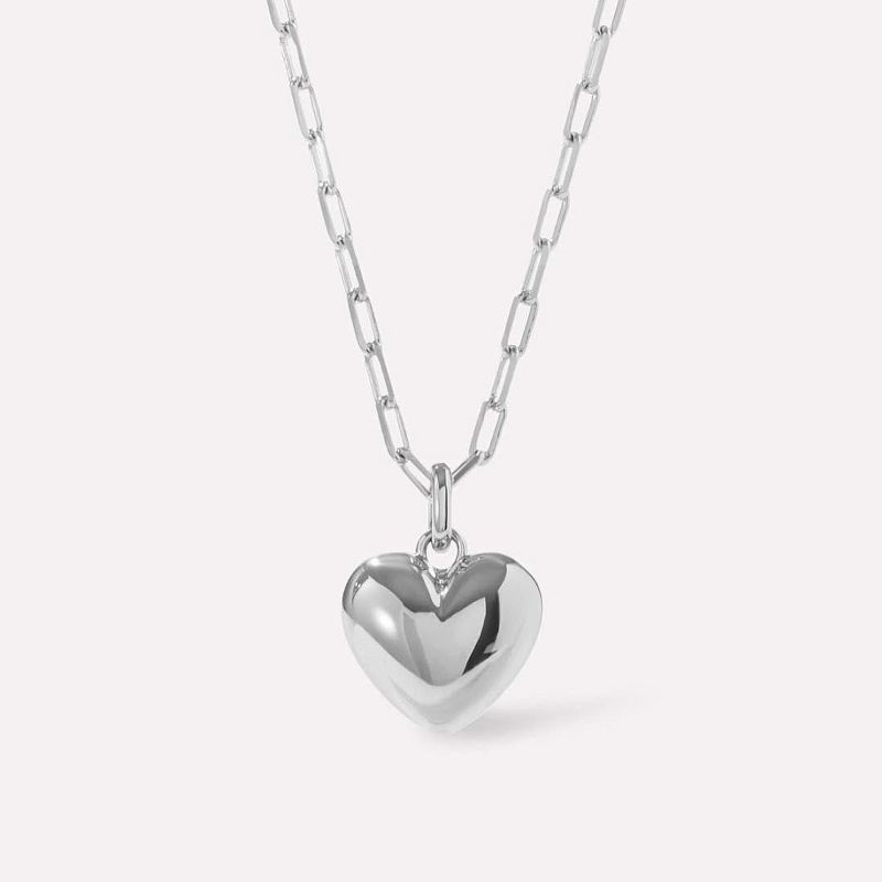 Ana Luisa - Puffed Heart Necklace  - Lev Silver, 1 of 7