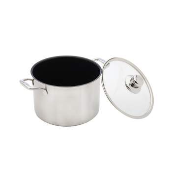 Swiss Diamond Nonstick Clad Induction Stock Pot with Tempered Glass Lid, 9.5", 7.9 QT