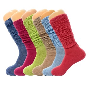6 Pairs Colorful Slouchy Scrunch Knee Socks for Women Slouch Socks Shoe Size 5 to 10 - 1 of 1