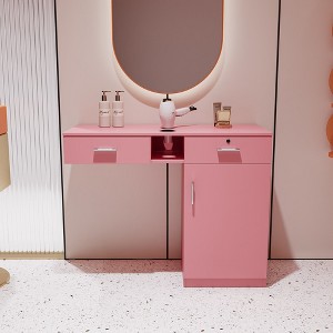 Salon Station, Wall Mount Styling Salon Stations, Minimalist Wall Mounted Barber Shampoo Station Storage Cabinet - 1 of 4