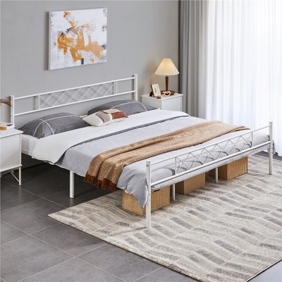 Yaheetech Simple Metal Bed Frame with Headboard&Footboard Slatted Bed Base
