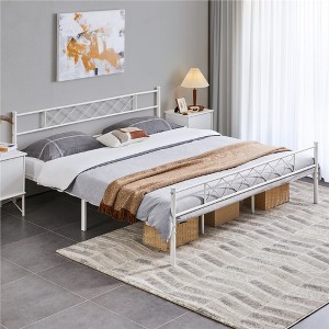 Yaheetech Simple Metal Bed Frame with Headboard&Footboard Slatted Bed Base - 1 of 4