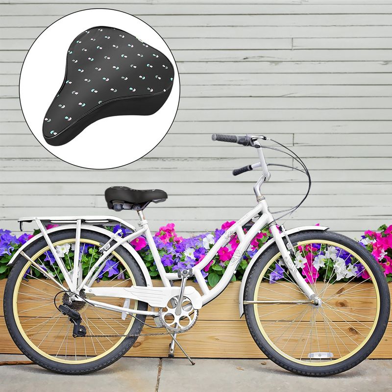 Unique Bargains Waterproof Rose Pattern Bicycle Seat Cover Cushion Pad Soft Bike Saddle Seat Cover Black, 3 of 7