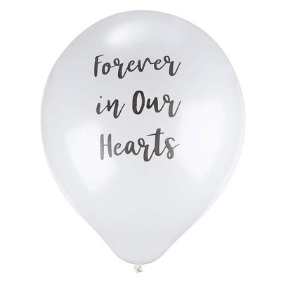 Juvale 30-Pack 12" Memorial Funerals Balloons Party Decorations, Forever in Our Hearts for Memorials