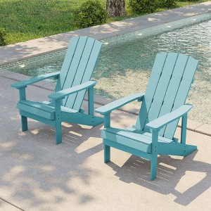 Sonkuki Outdoor 2PCS Recycled Plastic Wood Adirondack Chairs, Patio Lounger chairs - 1 of 4