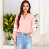 Anna-Kaci Women's V-Neck Pullover with Contrast Sleeve Stripes - 4 of 4