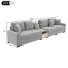 Christopher Knight Home Dirae 132.5'' Modern 4-Seater Chenille Upholstered Sectional Sofa with Console, Storage Armrest and Pillows - 3 of 4