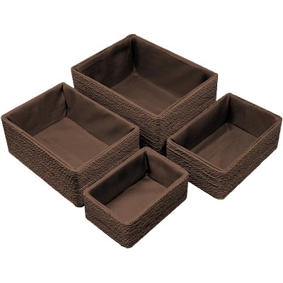 Image of Sorbus Woven  Storage Basket - 4-Piece Set, Brown