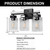 DORESshop 15.75 in 3-Light Matte Black Modern Vanity Light with Square Clear Glass Shade, Wall Lighting Fixtures for Bathroom - 4 of 4