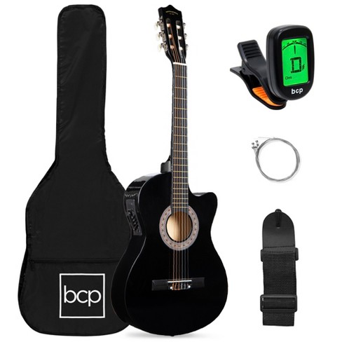 Best Choice Products Beginner Acoustic Electric Guitar Starter Set 38in W/  All Wood Cutaway Design, Case - Black : Target