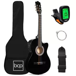 Best Choice Products Beginner Acoustic Electric Guitar Starter Set 38in w/ All Wood Cutaway Design, Case
