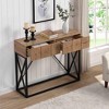 NicBex Narrow Console Table with 2 Drawers,Stylish Minimalist Entryway Table with Metal Frame,Modern Couch Table for Living Room,Natural - 2 of 4