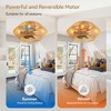 Airsurfer 19" Gold Flush Mount Cage Ceiling Fan with LED Light,Wood-Brown Blades, 7-Blade, Remote Included - 3 of 4