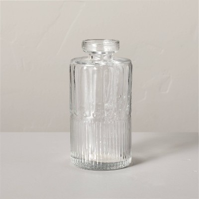 Large Ribbed Clear Glass Bud Vase - Hearth & Hand™ with Magnolia