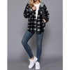 Women's Long Sleeve Plaid Button Down with Hoodie Fleece Jacket - Active Basic - 3 of 4