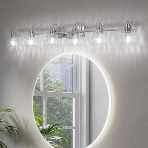 Chrome Bathroom Vanity Light Fixtures - Wall Mount Over Mirror with Hammered Glass Shade E26 Socket - Stylish Lighting for Bathroom and Hallway - 1 of 4